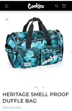Cookies smell proof duffle bag brand new